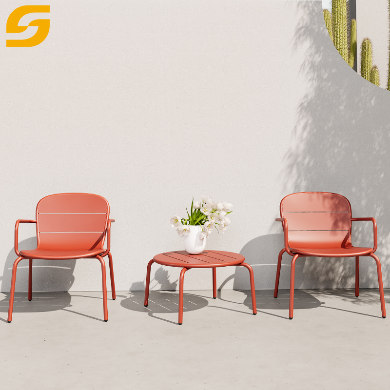Outdoor Furniture Table And Chairs - เก้าอี้สวนอลูมิเนียมแบบกําหนดเองเฟอร์นิเจอร์กลางแจ้งโต๊ะกาแฟ Bistro เก้าอี้รับประทานอาหารสระว่ายน้ําอลูมิเนียมชุดโต๊ะและเก้าอี้สวน