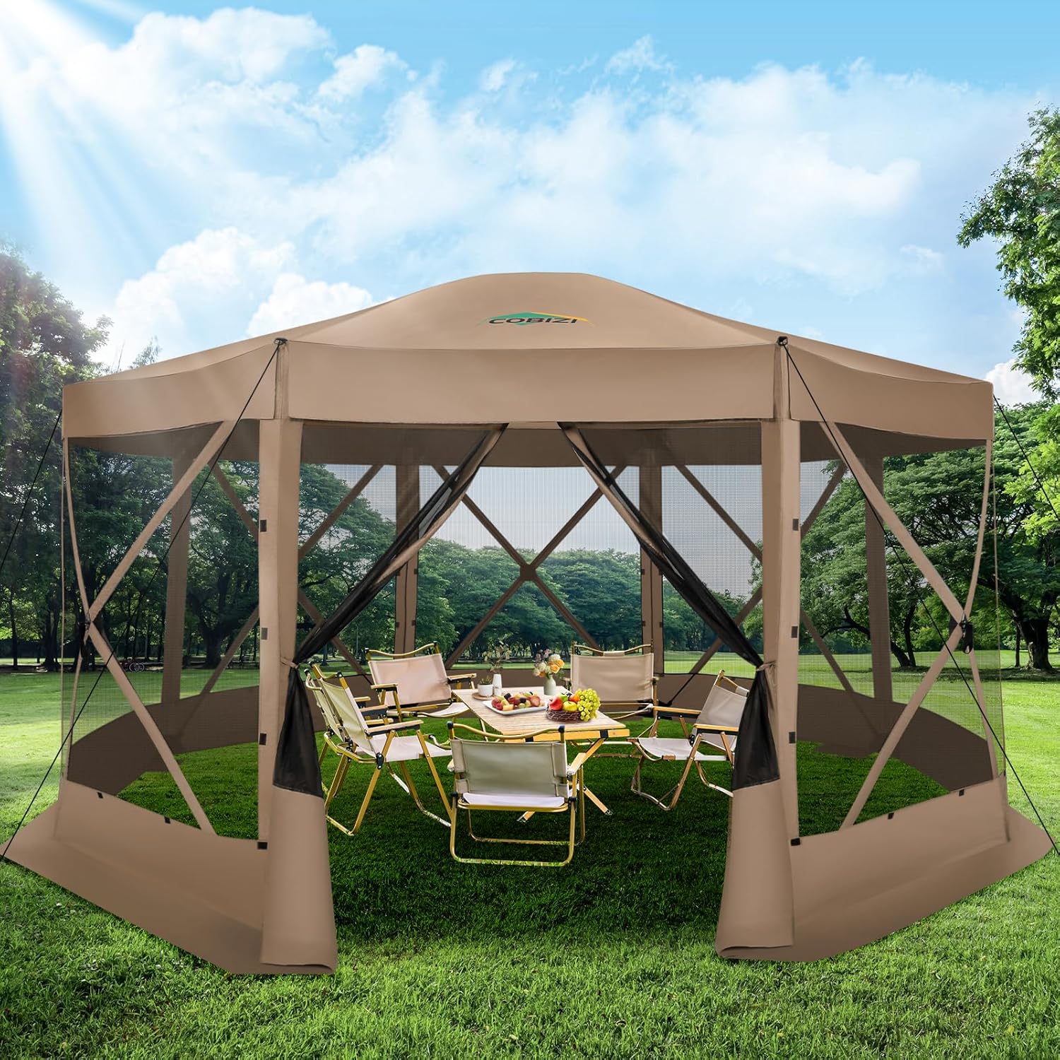 Gazebo Pop Up - เต็นท์กันยุงแบบป๊อปอัพ ขนาด 15x15 ฟุต พร้อมตาข่ายกันยุง แบบพกพา