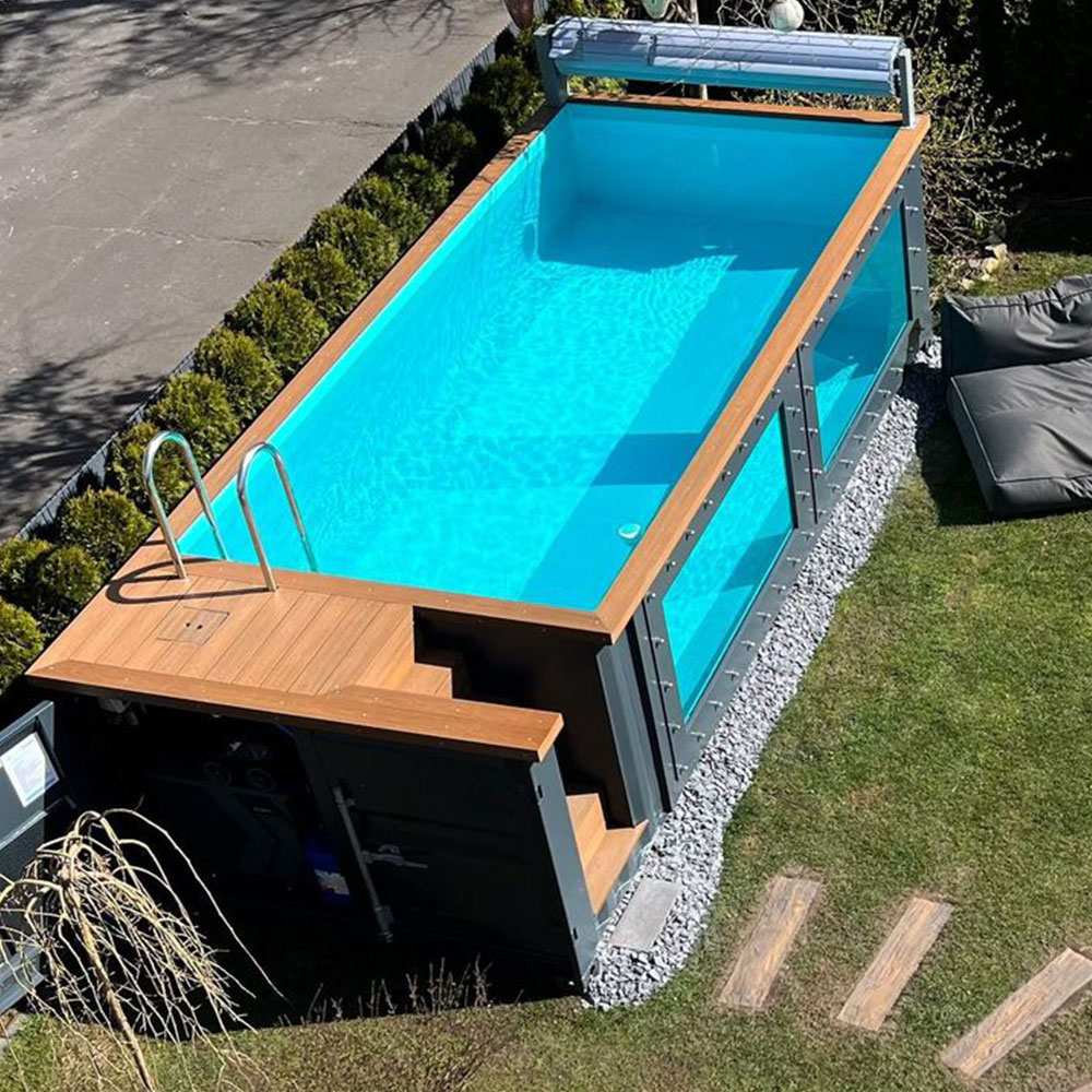 Outdoor Furniture For Pool - สระว่ายน้ำสำเร็จรูปขนาดใหญ่กลางแจ้งสุดหรู ทำจากไฟเบอร์กลาส พร้อมหน้าต่างอะคริลิก แบบตู้คอนเทนเนอร์ขนส่ง ขนาด 20