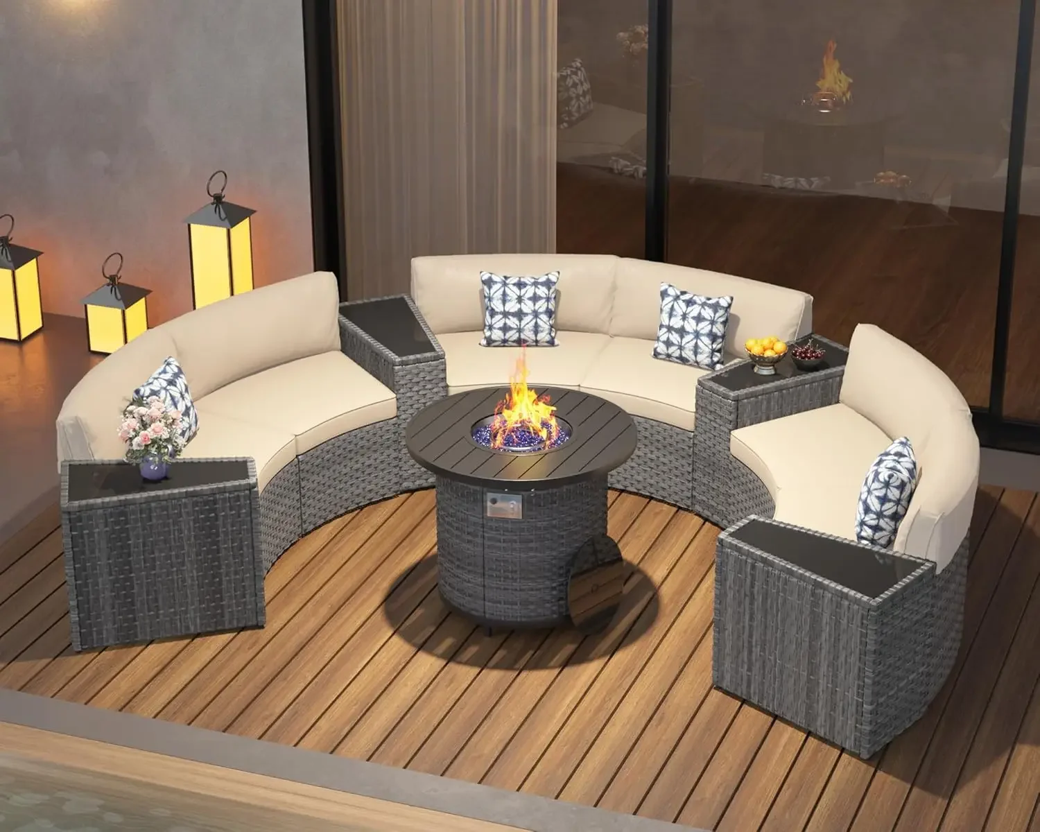 Outdoor Furniture Set With Fire Pit - L Patio เฟอร์นิเจอร์ชุด 32 