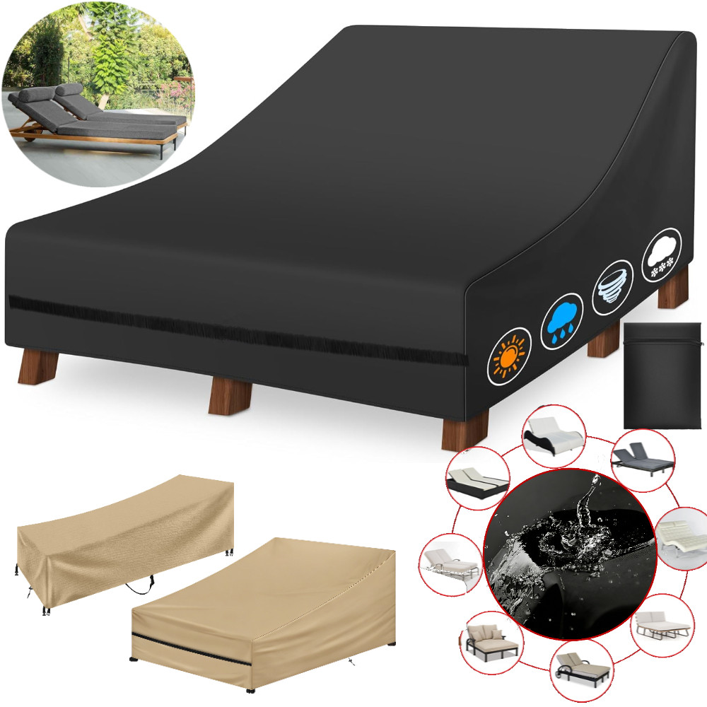 Outdoor Furniture For Pool - ผ้าคลุมเก้าอี้ชายหาดแบบกันน้ำ สำหรับเก้าอี้เดี่ยว/คู่ แบบกว้าง สำหรับกลางแจ้ง ทำจากหวาย ใช้คลุมเตียงอาบแดด
