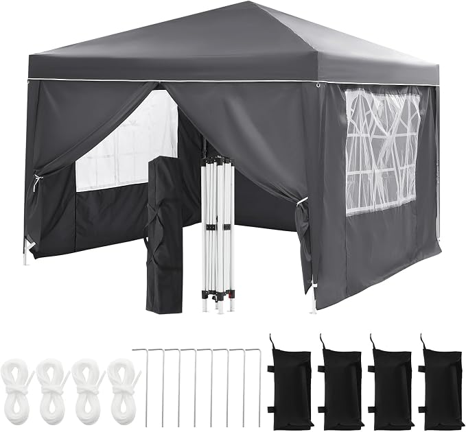 Gazebo Pop Up - เต็นท์พับได้ขนาด 10*10 ฟุต แบบหนาพิเศษ พร้อมผนังด้านข้าง ติดตั้งง่าย