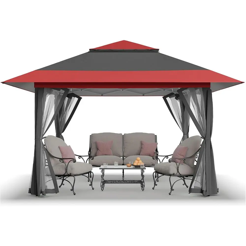 Gazebo Pop Up - ศาลาพักผ่อนแบบป๊อปอัพขนาด 13x13 ฟุต พร้อมกระเป๋าเก็บของแบบมีล้อ - ที่พักพิงกลางแจ้ง