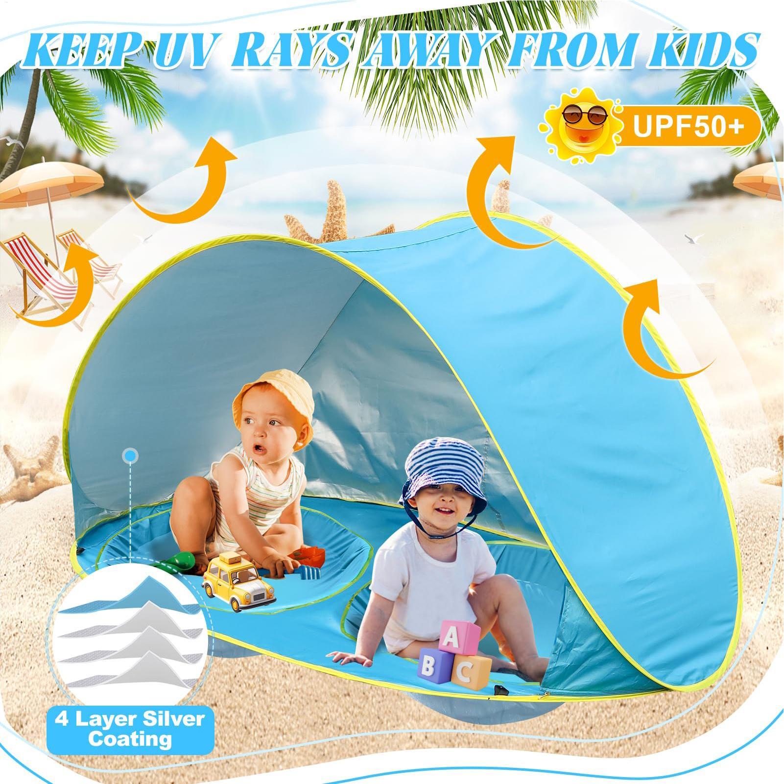 เต็นท์ชายหาดสำหรับเด็กพร้อมสระ - Gazebo Pop Up บทวิจารณ์และราคา