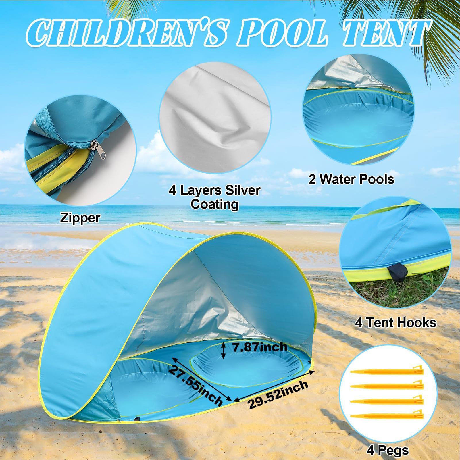 เต็นท์ชายหาดสำหรับเด็กพร้อมสระ - Gazebo Pop Up บทวิจารณ์และราคา
