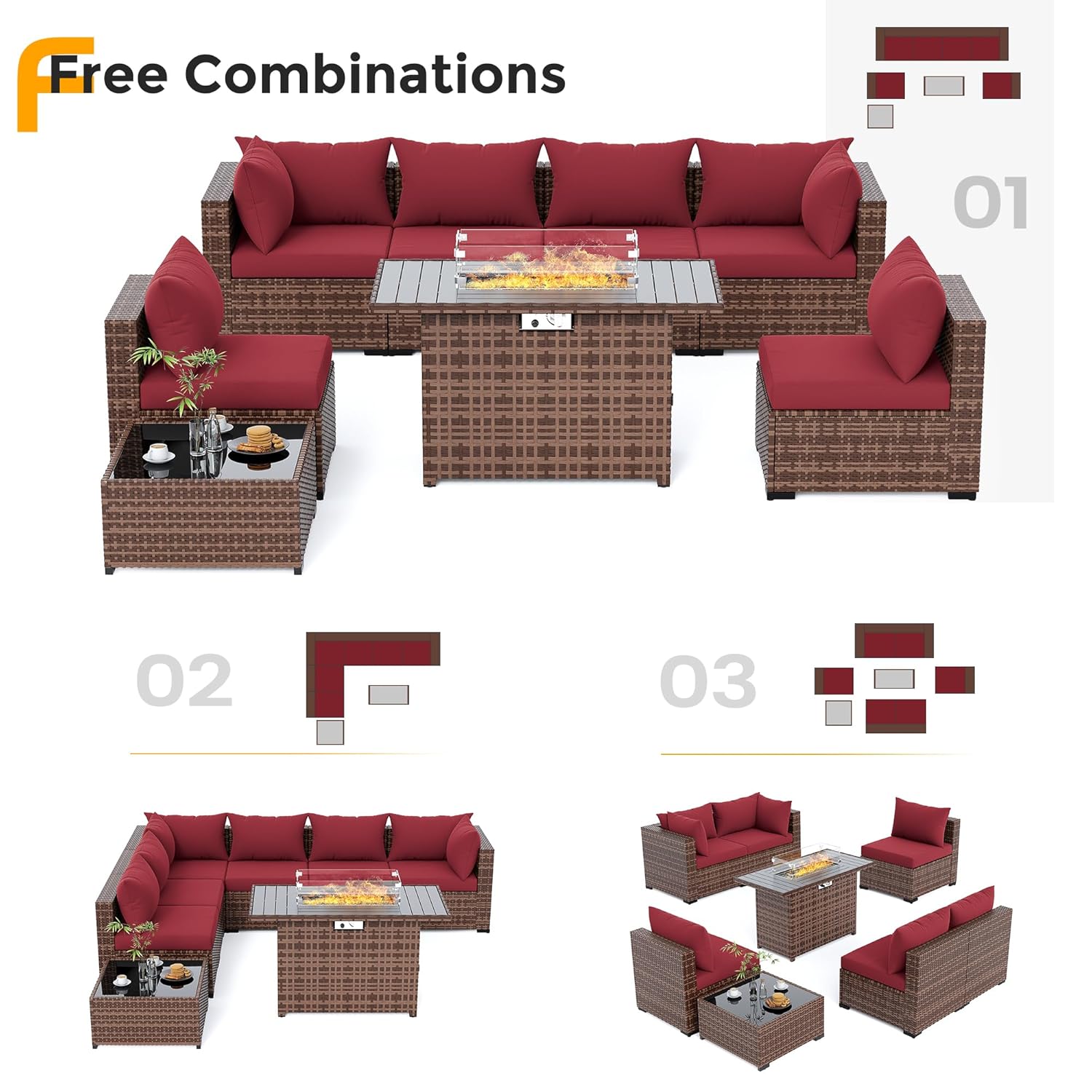 ชุดโซฟาหวาย 8 ชิ้น สำหรับทุกสภ - Outdoor Furniture Set With Fire Pit บทวิจารณ์และราคา