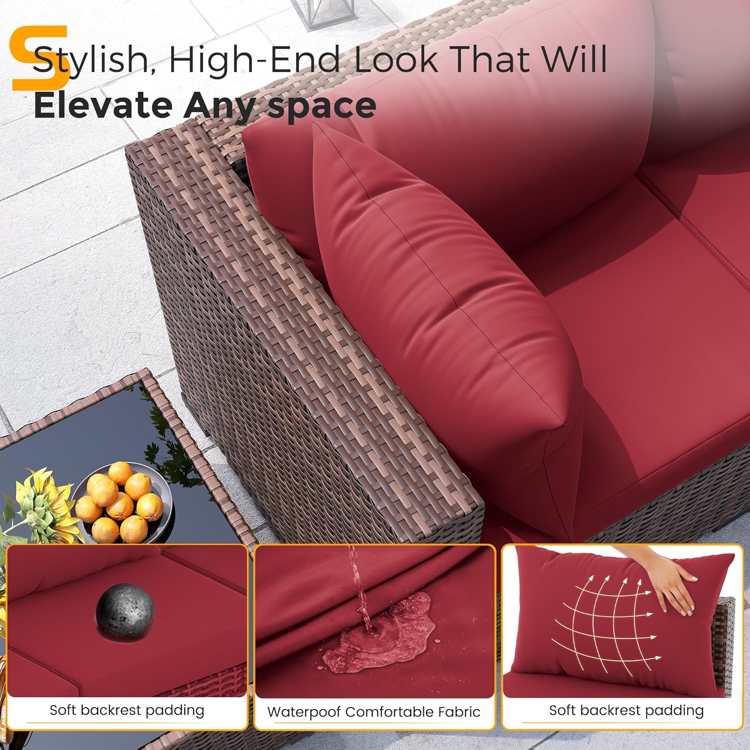 ชุดโซฟาหวาย 8 ชิ้น สำหรับทุกสภ - Outdoor Furniture Set With Fire Pit บทวิจารณ์และราคา
