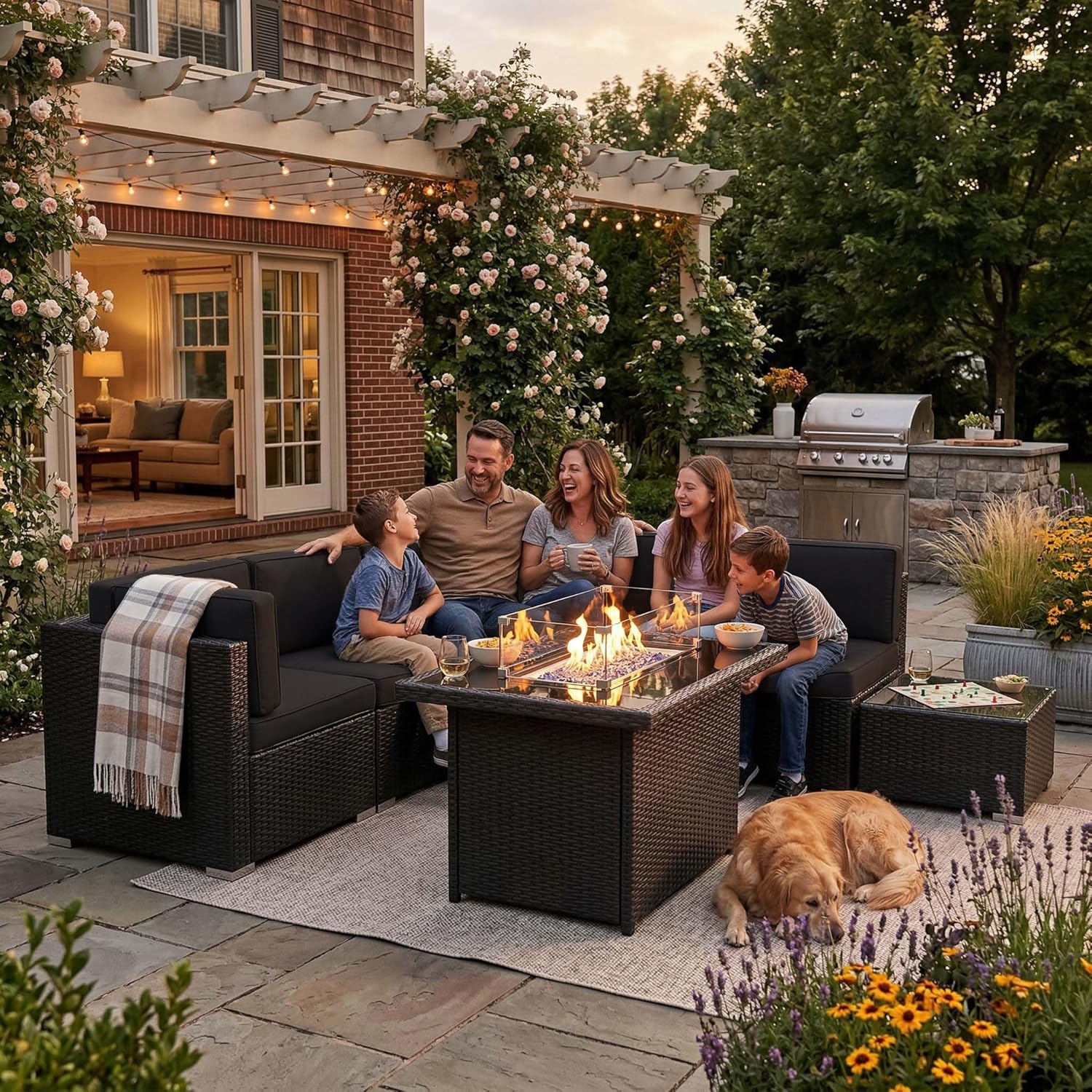 ชุดเฟอร์นิเจอร์ลานบ้าน 8 ชิ้น  - Outdoor Furniture Set With Fire Pit บทวิจารณ์และราคา