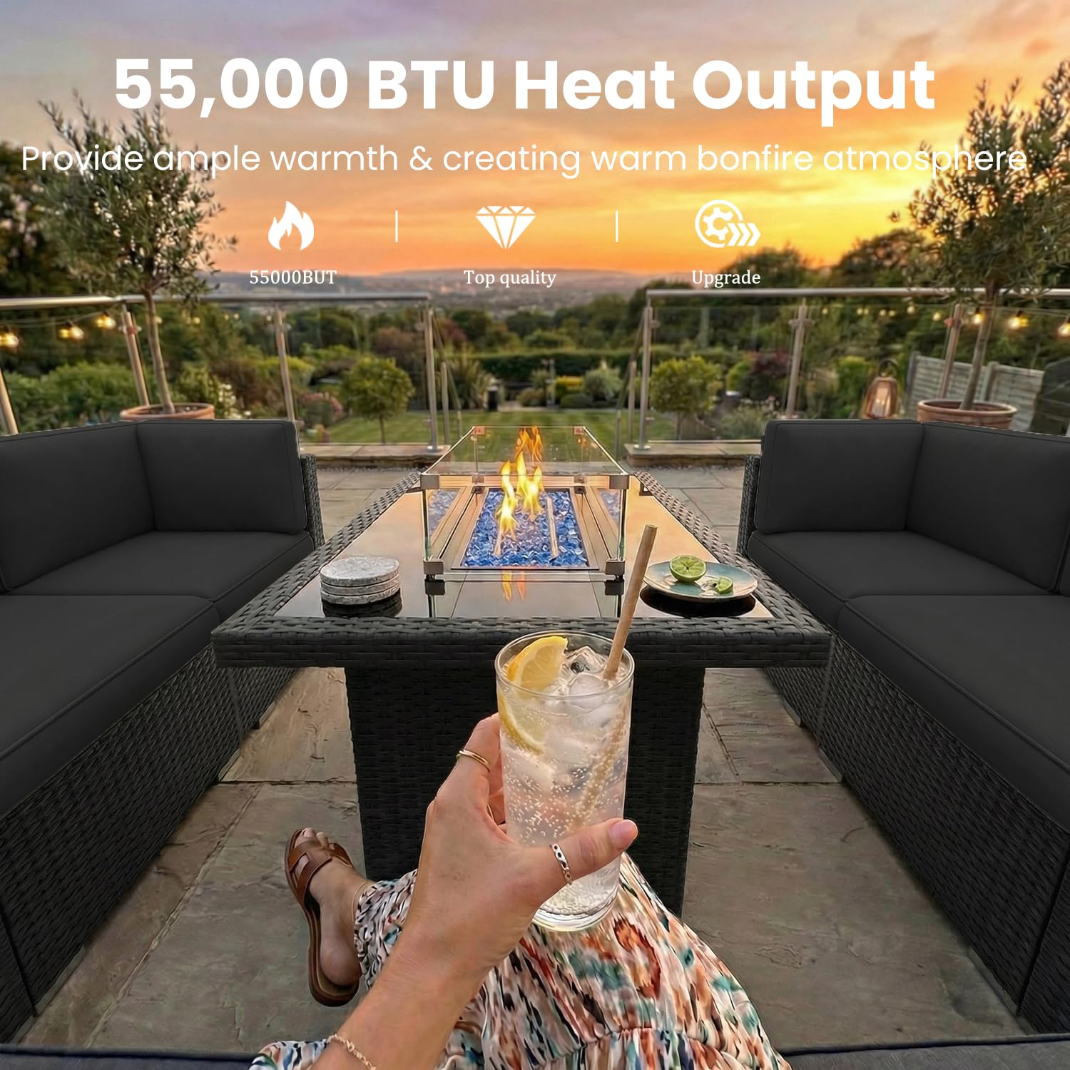 ชุดเฟอร์นิเจอร์ลานบ้าน 8 ชิ้น  - Outdoor Furniture Set With Fire Pit บทวิจารณ์และราคา
