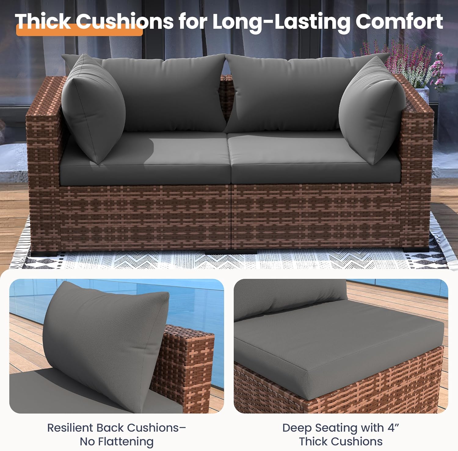 ชุดโซฟาแบบแยกส่วน 5 ชิ้น สำหรั - Outdoor Furniture Set With Fire Pit บทวิจารณ์และราคา