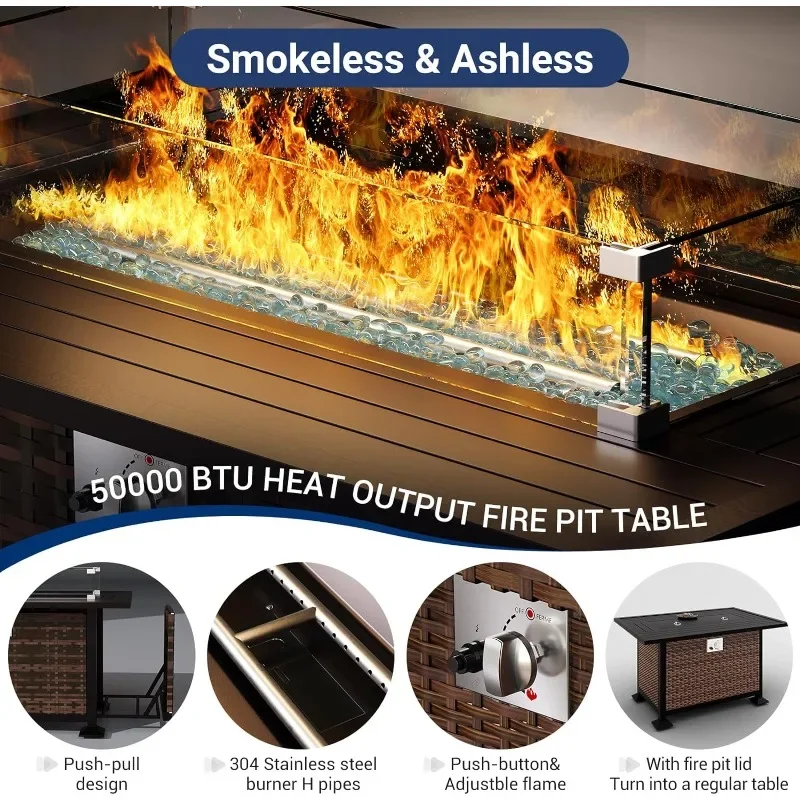ชุดเฟอร์นิเจอร์พร้อมโต๊ะหลุมไฟ - Outdoor Furniture Set With Fire Pit บทวิจารณ์และราคา