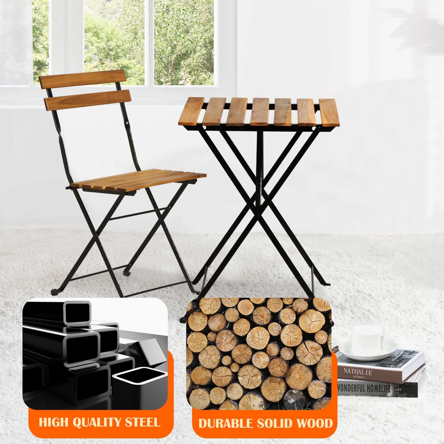 ชุดโต๊ะบิสโทรพับได้ 3 ชิ้น ทำจ - Outdoor Furniture Table And Chairs บทวิจารณ์และราคา
