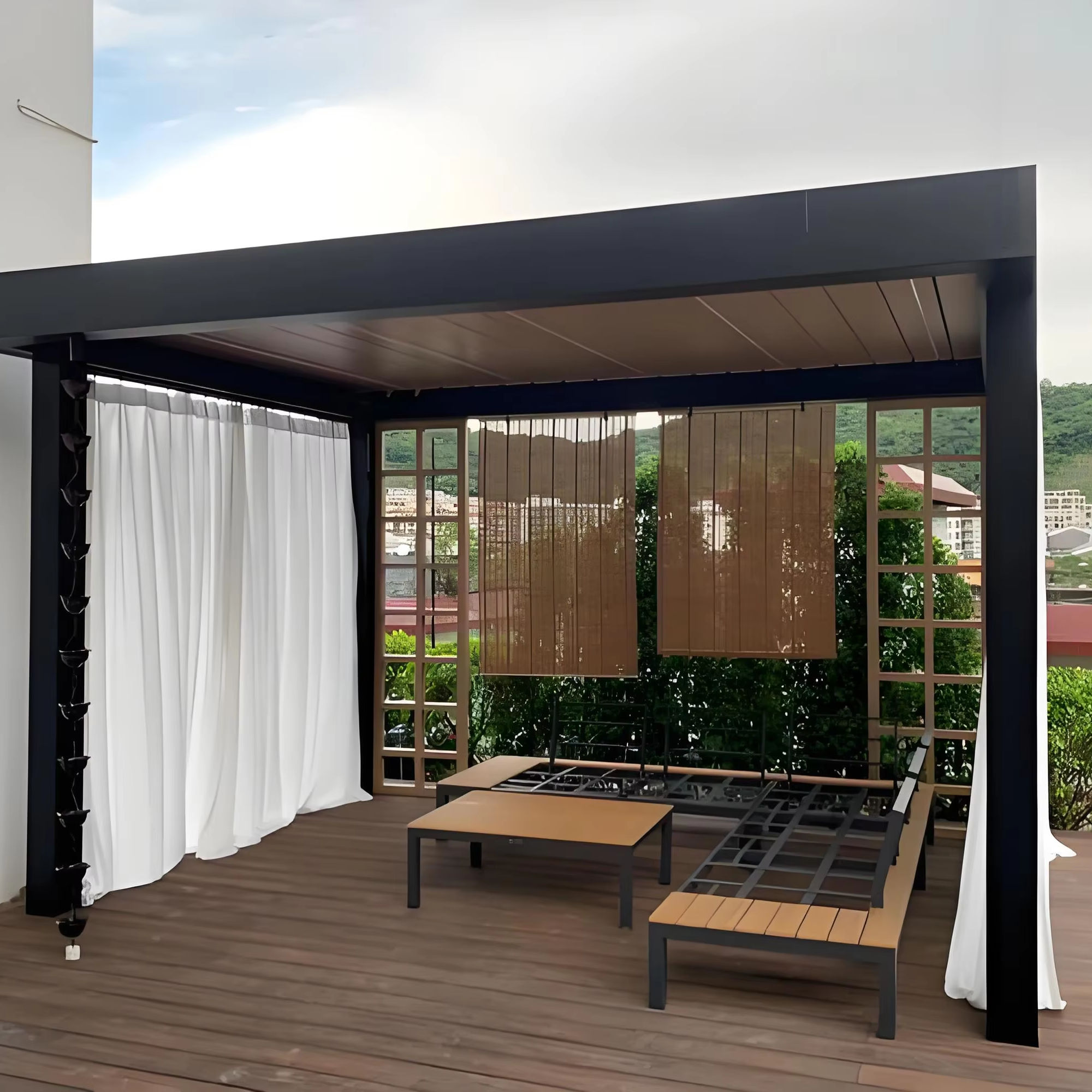 ศาลาทรงสี่เหลี่ยมผืนผ้าอลูมิเน - Outdoor Furniture For Pool บทวิจารณ์และราคา