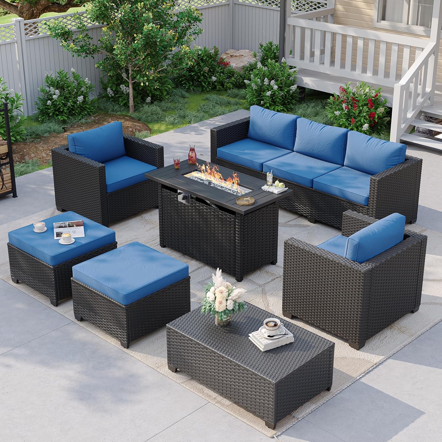 โซฟาแบบแยกส่วนสำหรับกลางแจ้งสี - Outdoor Furniture Set With Fire Pit บทวิจารณ์และราคา