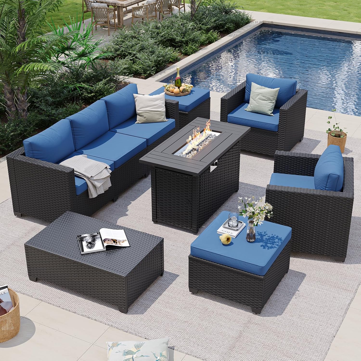 โซฟาแบบแยกส่วนสำหรับกลางแจ้งสี - Outdoor Furniture Set With Fire Pit บทวิจารณ์และราคา