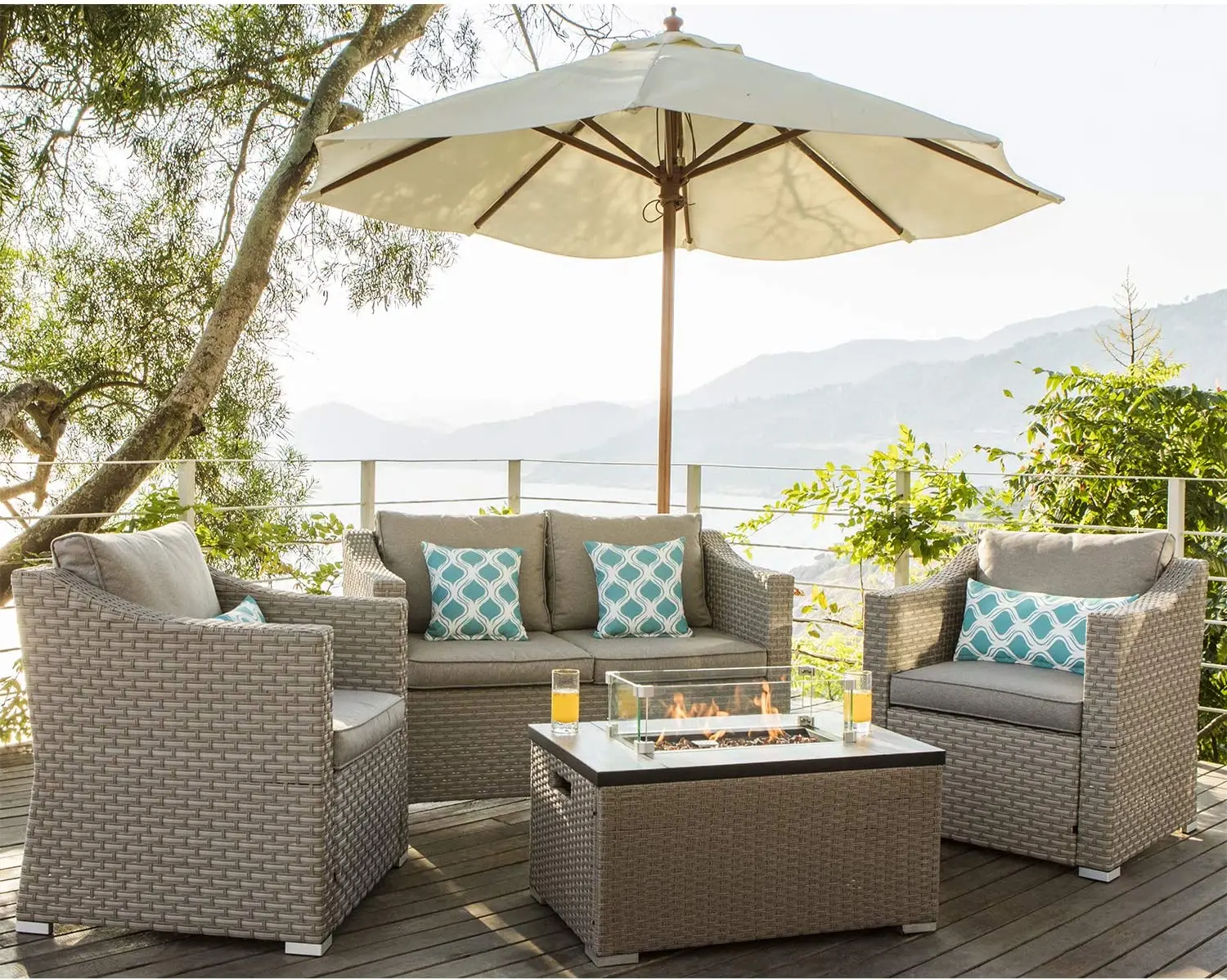 -เฟอร์นิเจอร์กลางแจ้ง 5 ชิ้นหว - Outdoor Furniture Set With Fire Pit บทวิจารณ์และราคา