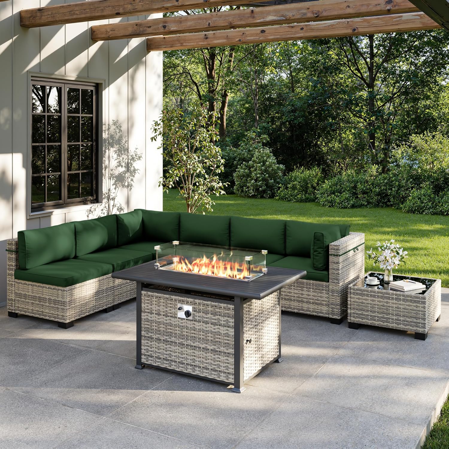 ชุดเฟอร์นิเจอร์กลางแจ้ง 8 ชิ้น - Outdoor Furniture Set With Fire Pit บทวิจารณ์และราคา