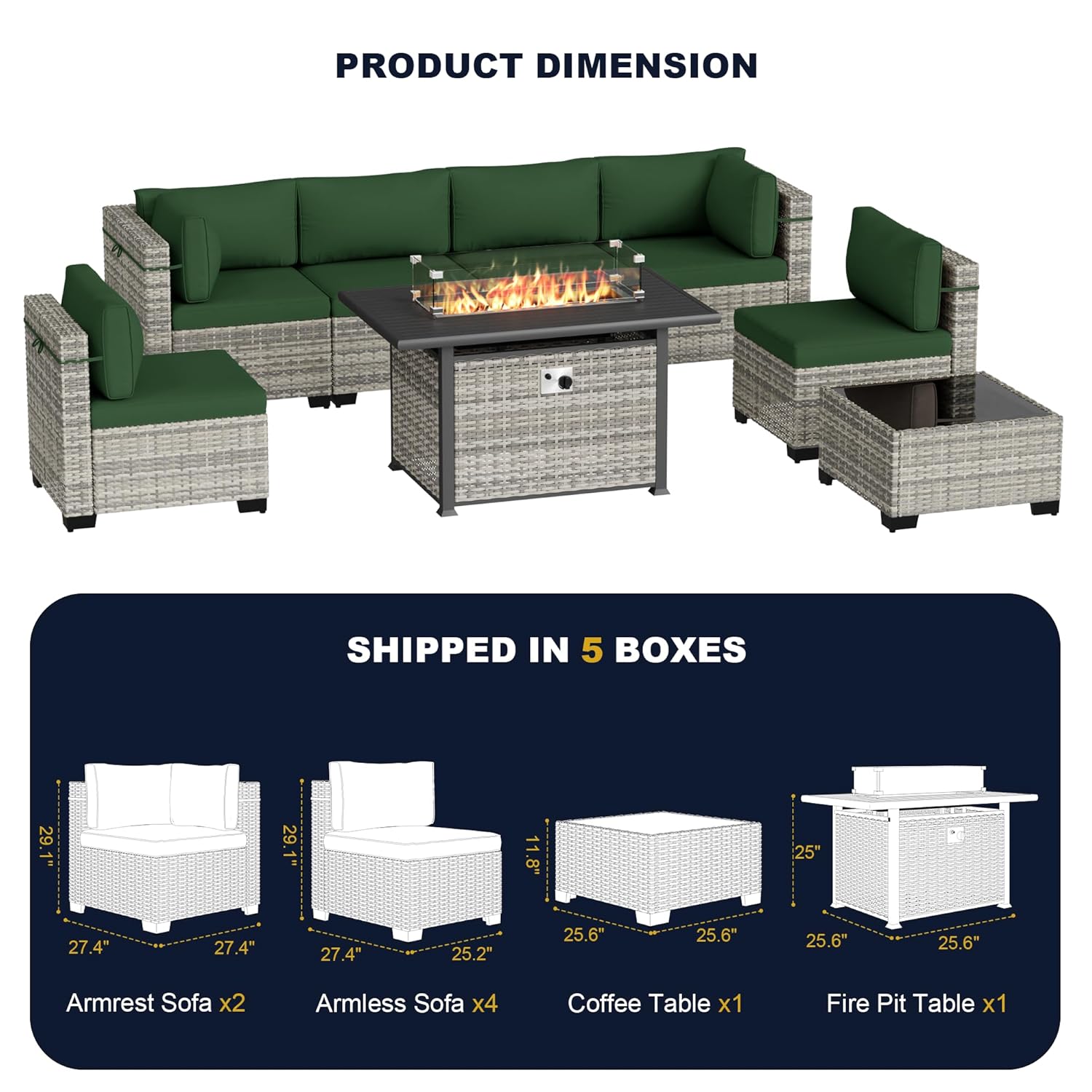 ชุดเฟอร์นิเจอร์กลางแจ้ง 8 ชิ้น - Outdoor Furniture Set With Fire Pit บทวิจารณ์และราคา