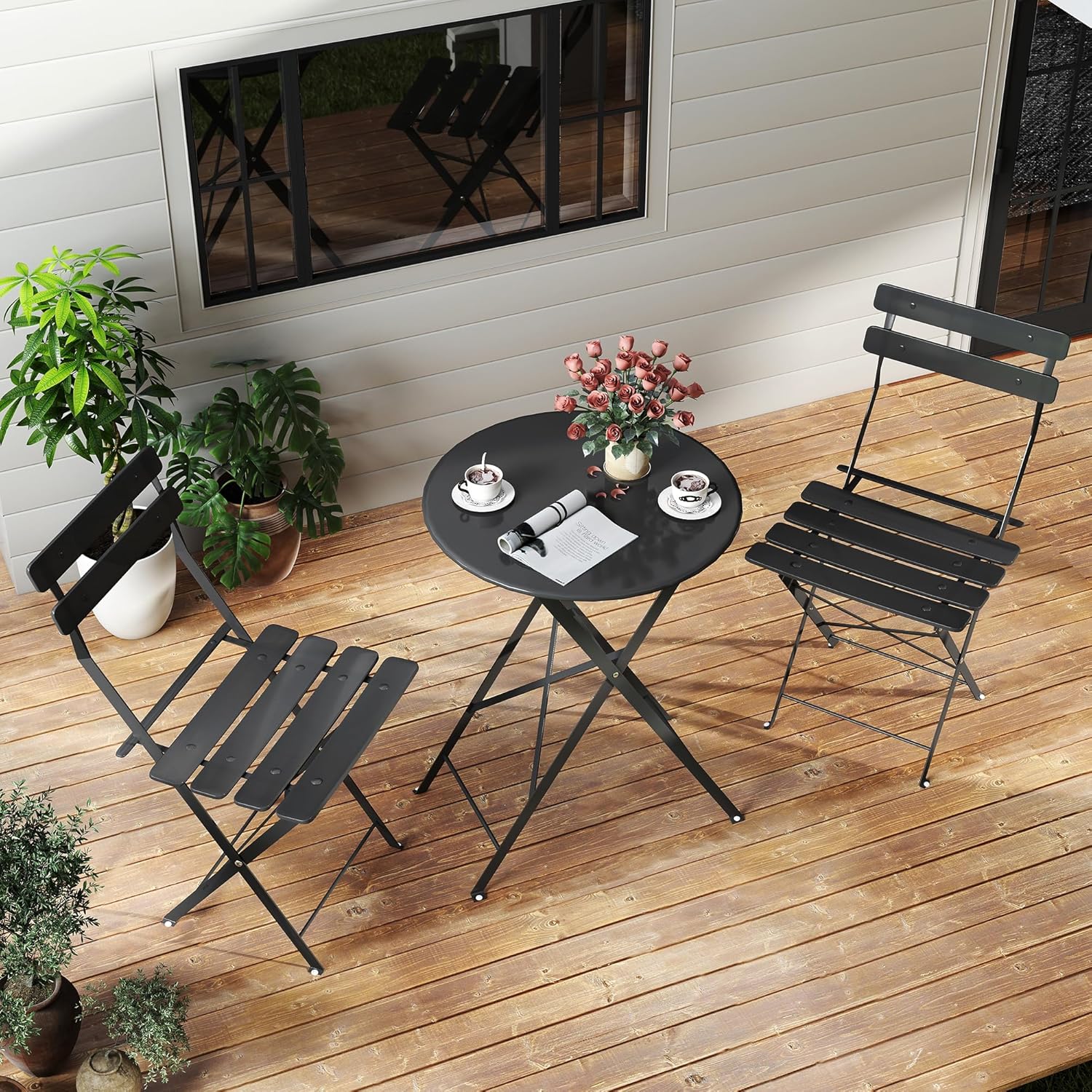 ชุดโต๊ะบิสโทรกลางแจ้งแบบพับได้ - Outdoor Furniture Table And Chairs บทวิจารณ์และราคา