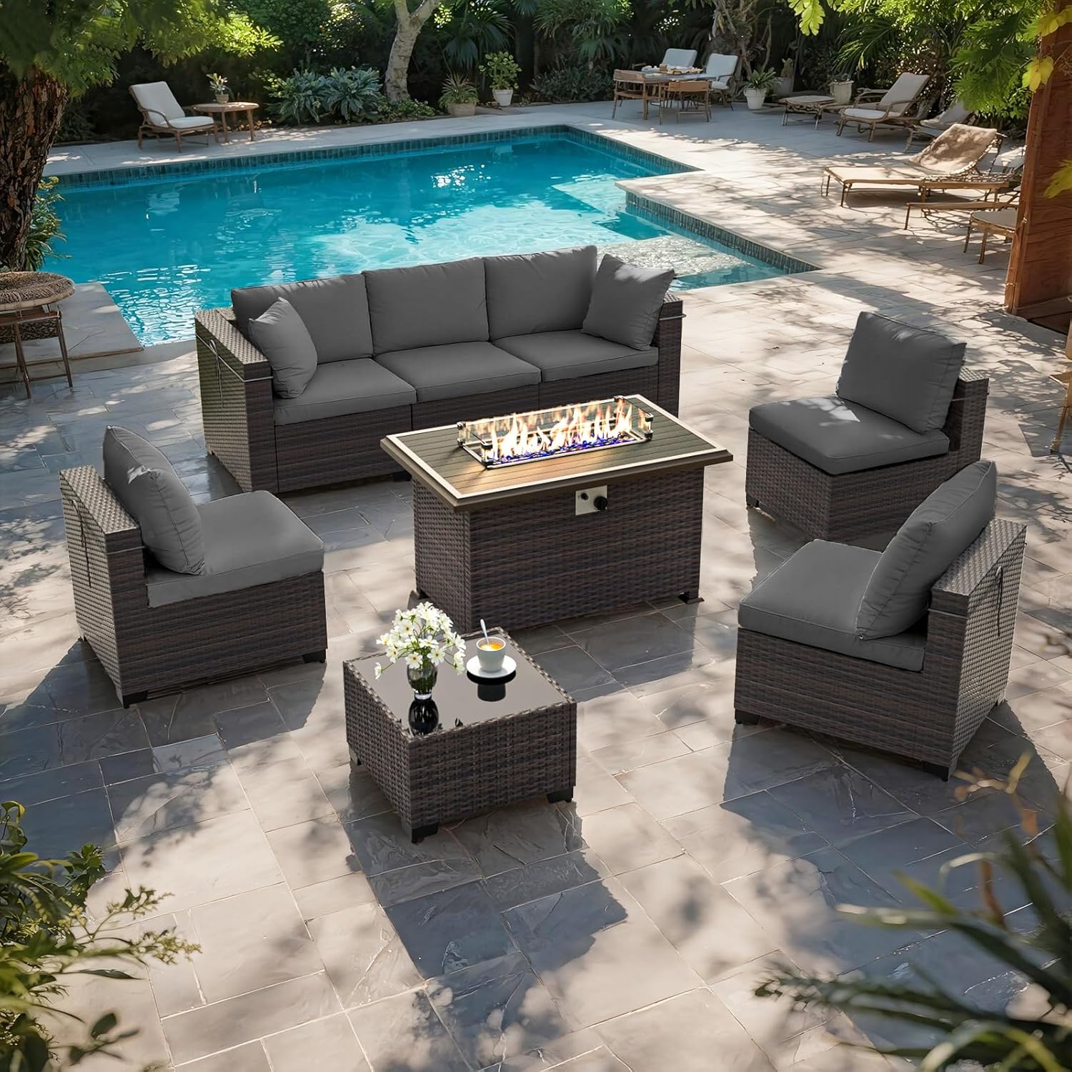 ชุดเฟอร์นิเจอร์ลานบ้านพร้อมโต๊ - Outdoor Furniture Set With Fire Pit บทวิจารณ์และราคา